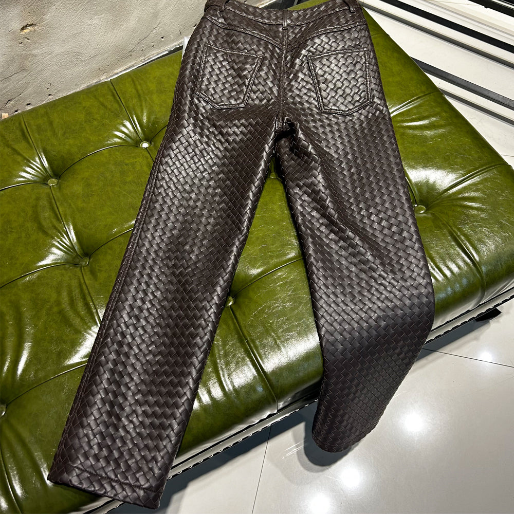 Maia woven leather trousers