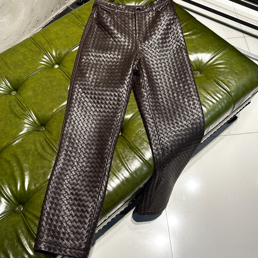 Maia woven leather trousers